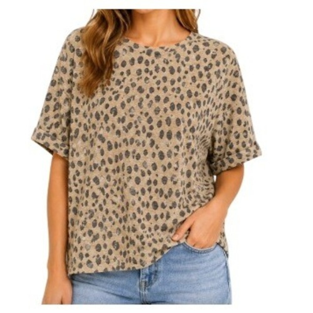 Equipment Womens XS Animal Print Silk Short Sleeve Blouse‎